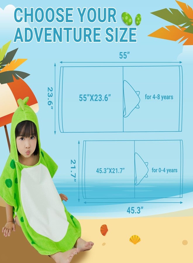 MICHLEY Cotton Baby Bath Towel with Hood Animal Pattern Poncho Towels for 4-8 Years, Green Dinosaur - Image 5